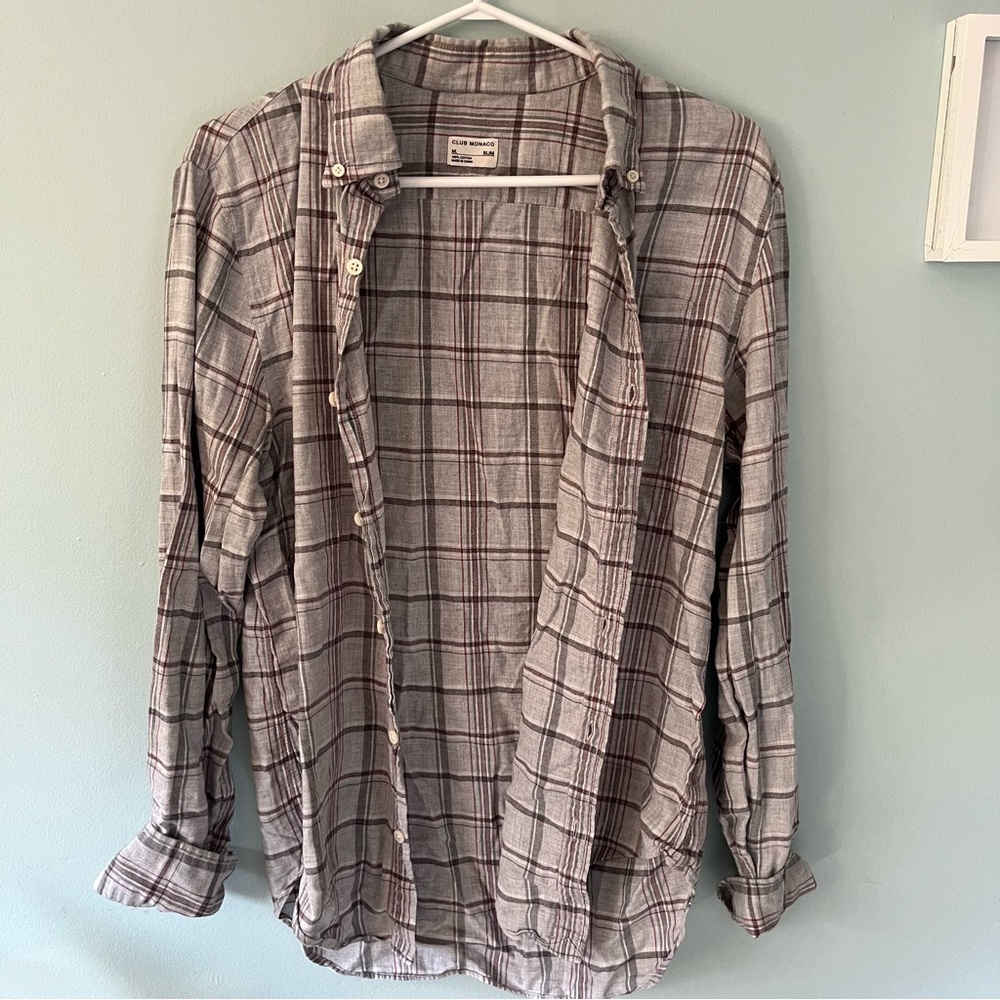 Slim Open Plaid Long Sleeve Shirt